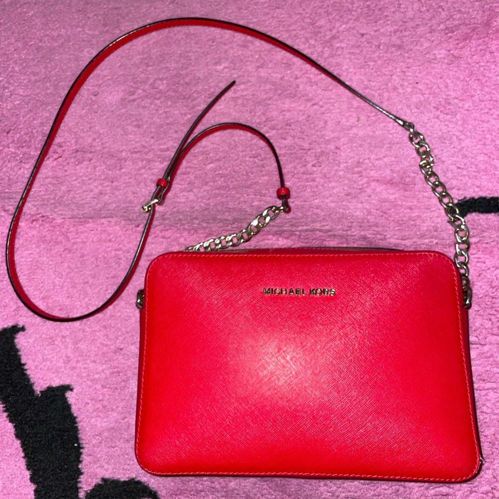 Red Michael Kors Crossbody Purse